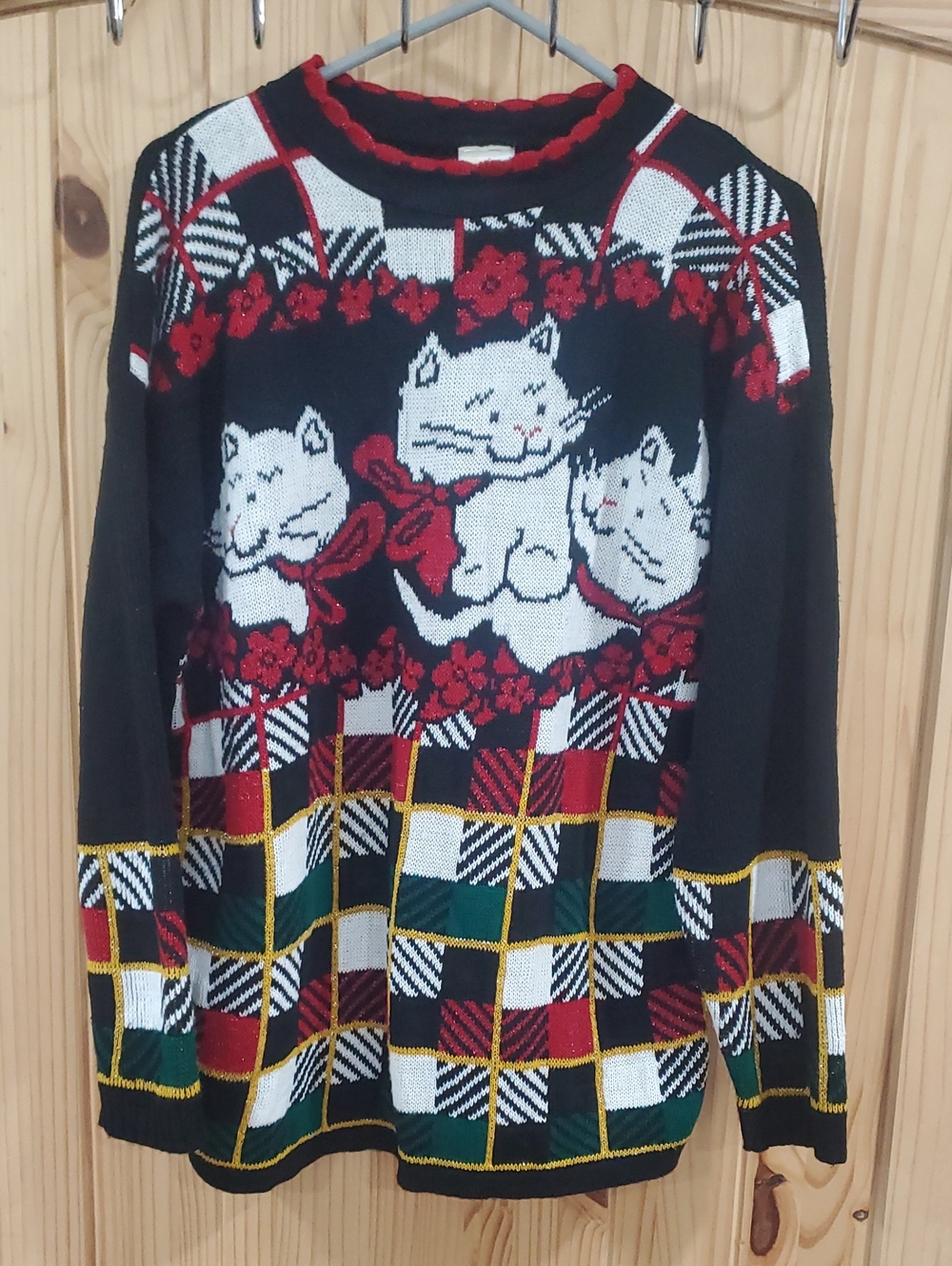 Vintage 90s Kitty Christmas Sweater